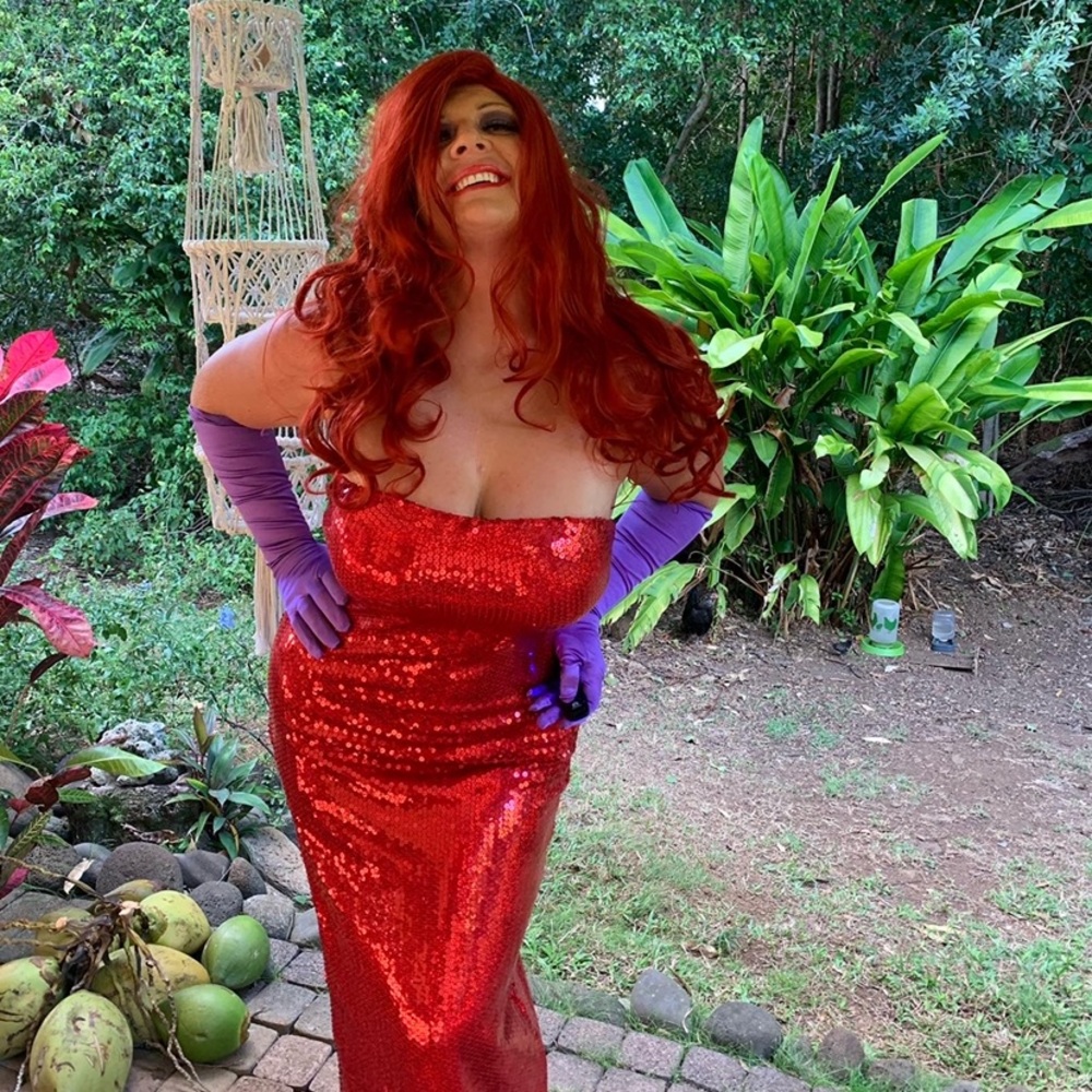 Jessica Rabbit Costume- red sequin dress & gloves